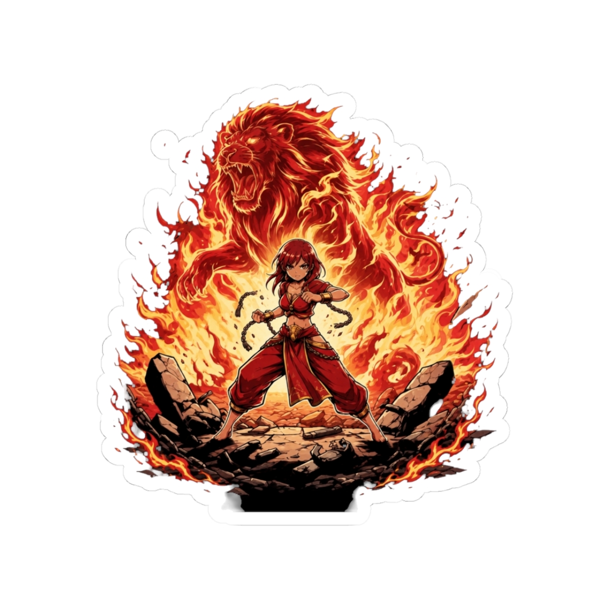 Morgiana In Fiery Battle Stance Sticker | Magi: Labyrinth of Magic