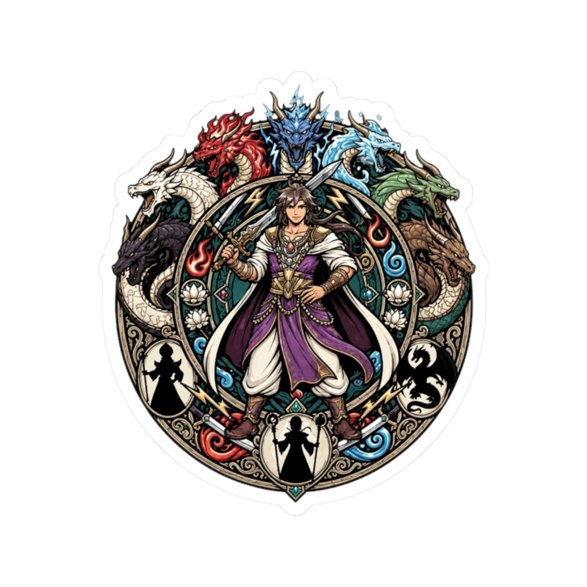 Sinbad With Dragon Crests Sticker | Magi: Labyrinth of Magic - alternate angle 3, merchandise